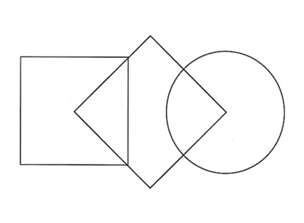Logo des ZfsL Recklinghausen, bestehend aus einem Quadrat, einem weiteren Quadrat, das um 45 Grad gedreht ist und einem Kreis.